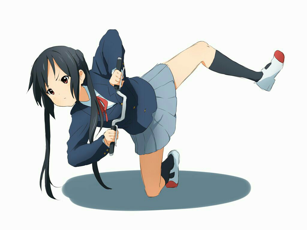 1girl, bakuon!!, black_hair, handlebar, holding_handlebar, k-on!, kicchi_(tmgk), leaning_to_the_side