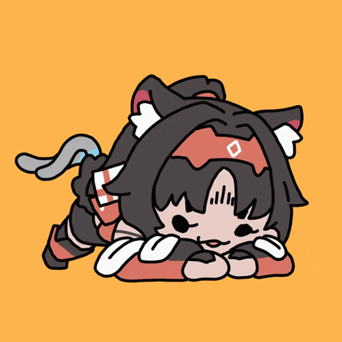 1girl, all_fours, animal_ears, animated_gif, cat_ears, cat_pose, long_hair, nekomata, nekomiya_mana, sechi_(sechihyeo), zenless_zone_zero