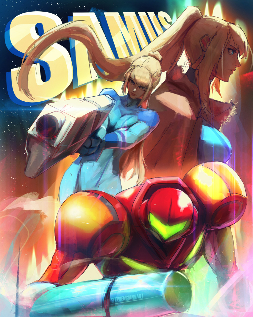 1girl, absurdres, aiming, aiming_at_viewer, aqua_bodysuit, arm_cannon, armor, black_background