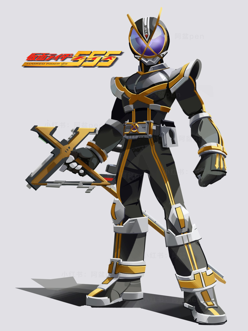 1boy, armor, black_armor, black_bodysuit, black_helmet, blue_eyes, bodysuit, copyright_name
