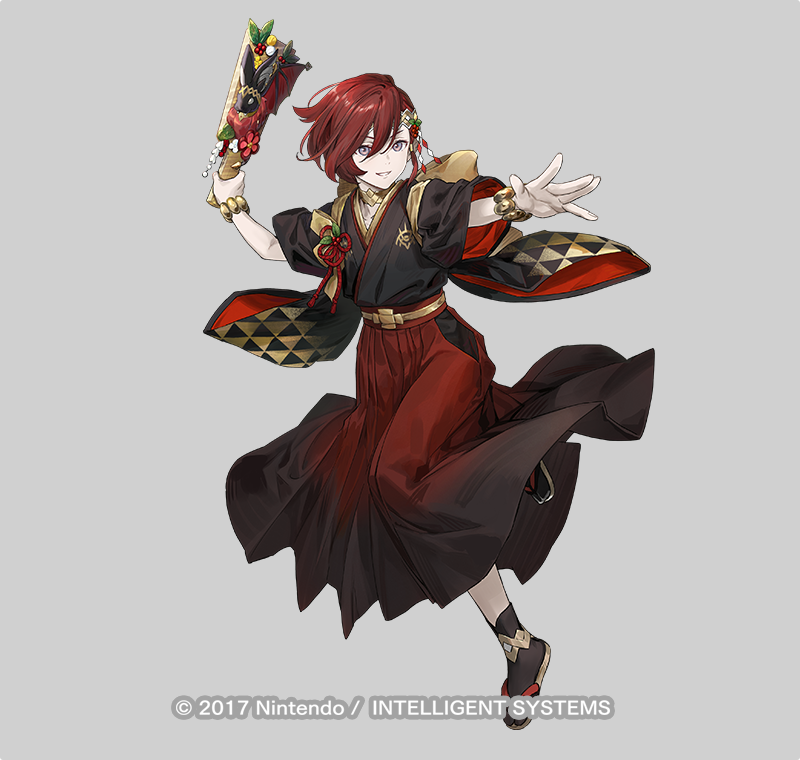 1boy, animal_ears, azu-taro, bat_ears, black_socks, circlet, elm_(fire_emblem), elm_(new_year)_(fire_emblem)