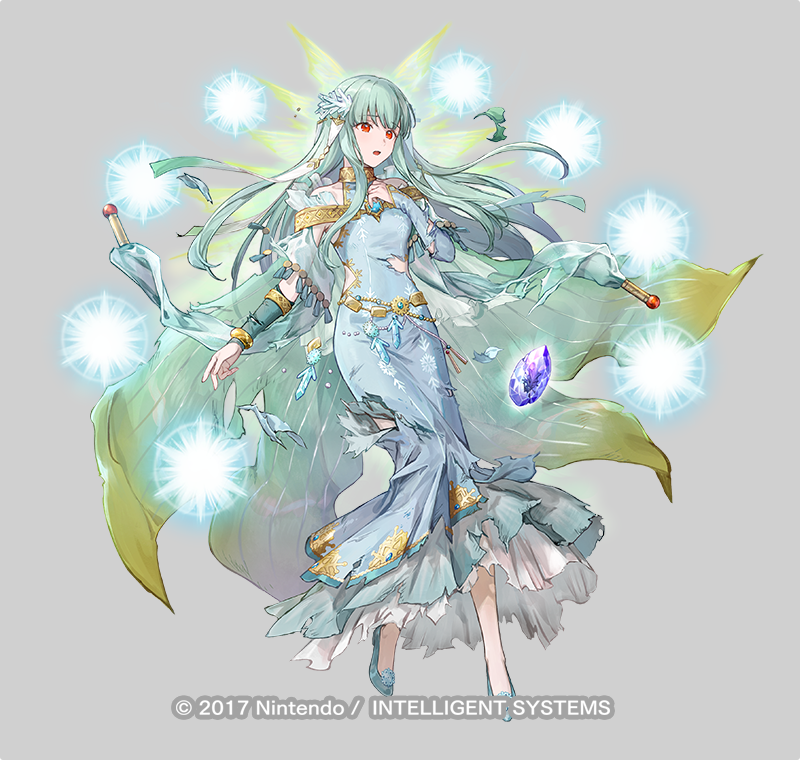 1girl, aqua_hair, azu-taro, bare_shoulders, breasts, cape, dress, fire_emblem