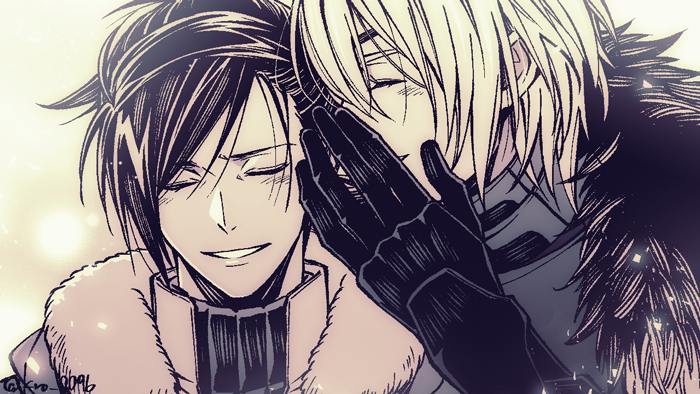 2boys, arm_up, armor, blush, breastplate, closed_eyes, commentary_request, covering_own_mouth