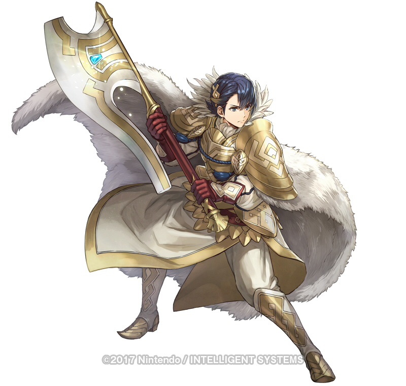 1boy, alfonse_(fire_emblem), alfonse_(heir_to_openness)_(fire_emblem), armor, attack, axe, battle_axe, blonde_hair