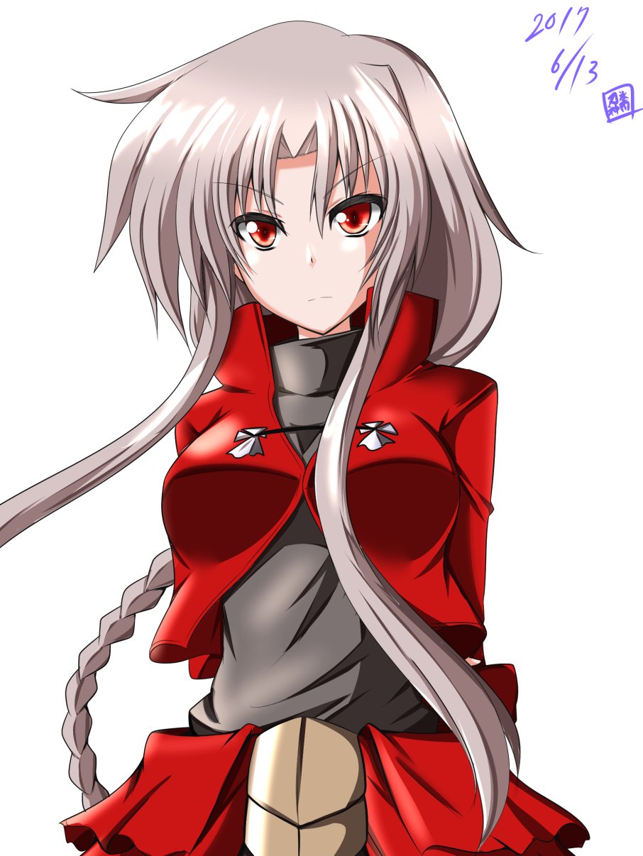 archerko_(himura_kiseki), black_undershirt, braid, breasts, coat, collared_shirt, dated, fastener