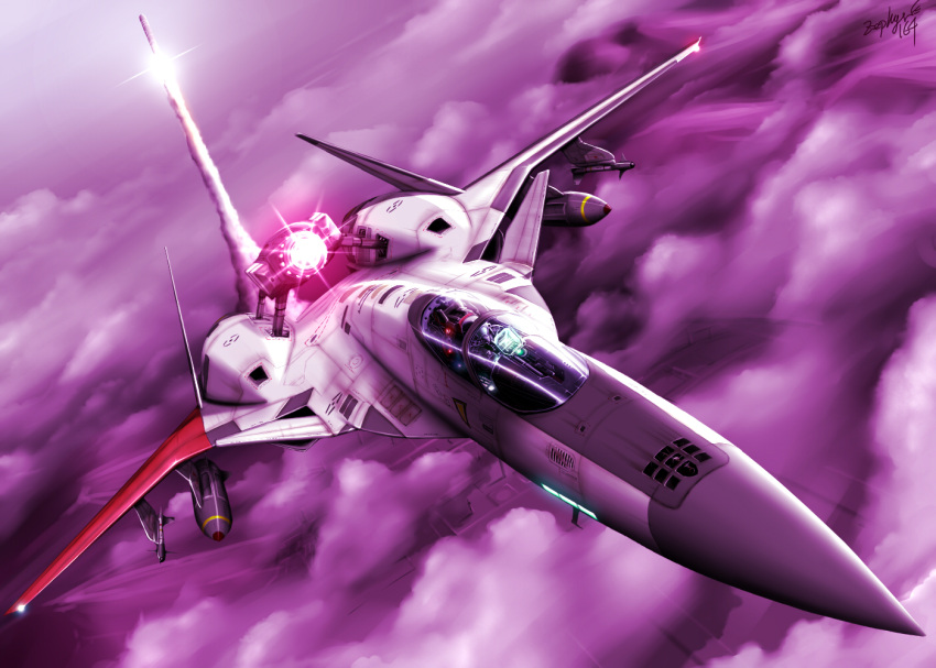 ace_combat_zero, adfx-02_morgan, aerial_battle, airplane, battle, bomb, cloud, clouds