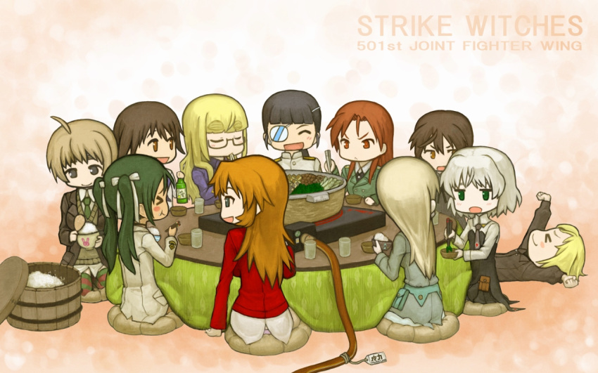 charlotte_e_yeager, chibi, eila_ilmatar_juutilainen, erica_hartmann, food, francesca_lucchini, gertrud_barkhorn, kuro_ari_(pixiv)