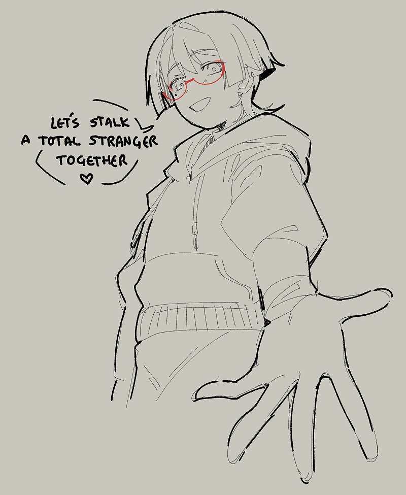 1boy, alternate_costume, arms_at_sides, bespectacled, blunt_ends, carbuncly, casual, commentary