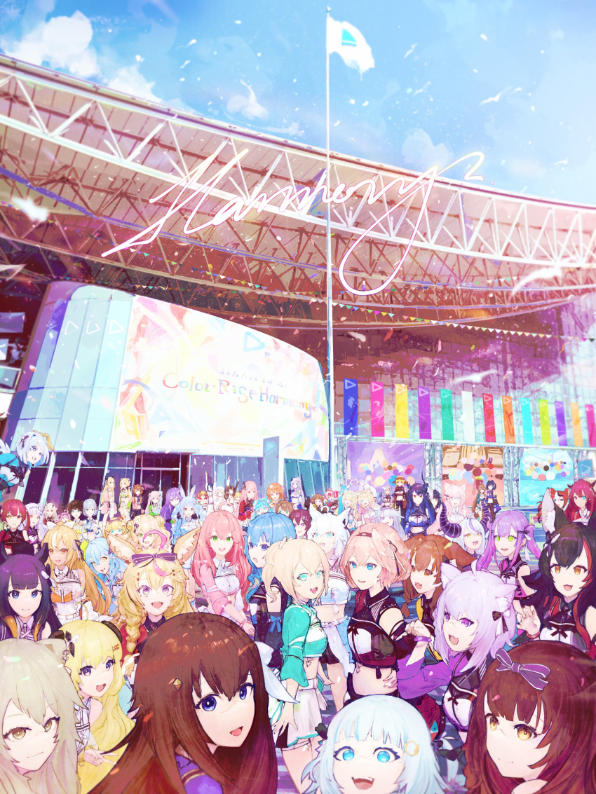 0th_generation_(hololive), 1st_generation_(hololive), 2nd_generation_(hololive), 6+girls, absurdres, ahoge, airani_iofifteen, akai_haato