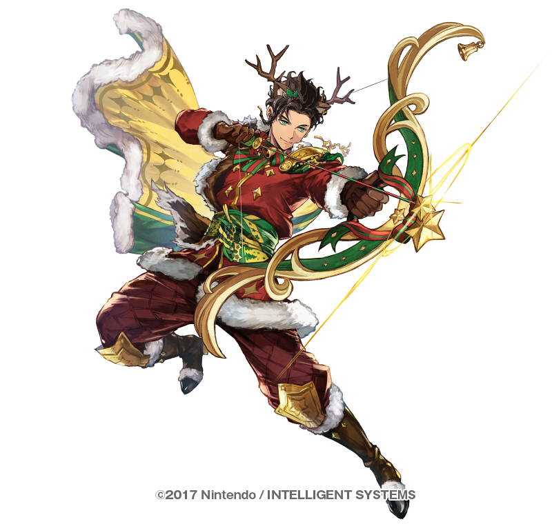 1boy, aiming, animal_costume, animal_ears, antlers, attack, bow_(weapon), bow_and_arrow_hold