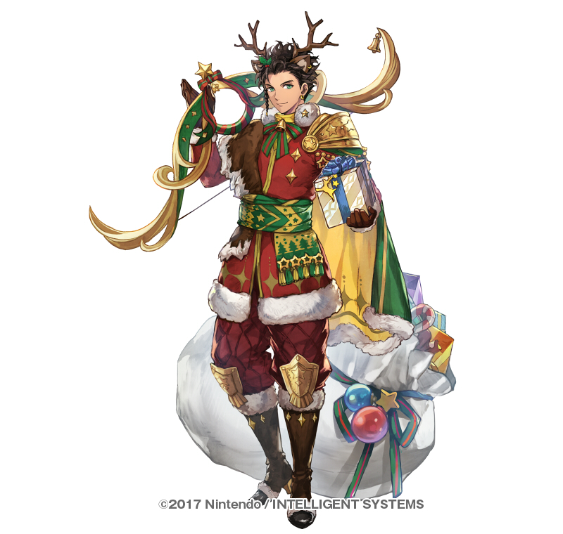 1boy, animal_costume, animal_ears, antlers, bow_(weapon), braid, brown_hair, cape