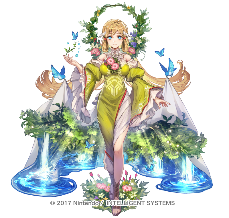 1girl, animal, bird, blonde_hair, blue_eyes, breasts, bug, butterfly