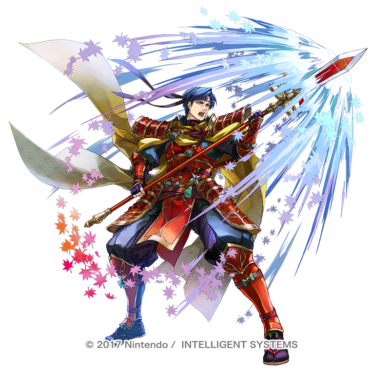 1boy, armor, attack, black_gloves, black_hair, cape, copyright_notice, fingerless_gloves