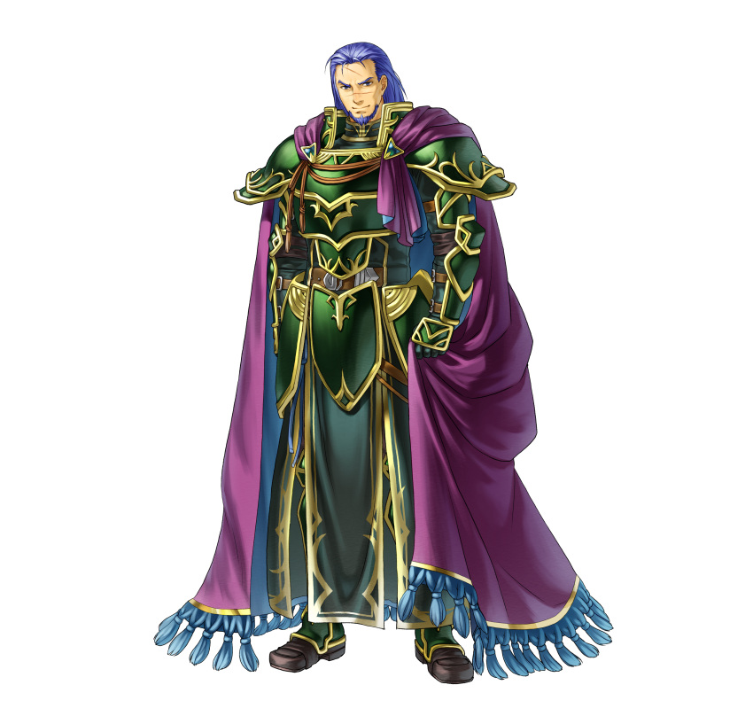 1boy, absurdres, armor, beard, blue_eyes, blue_hair, cape, commentary_request