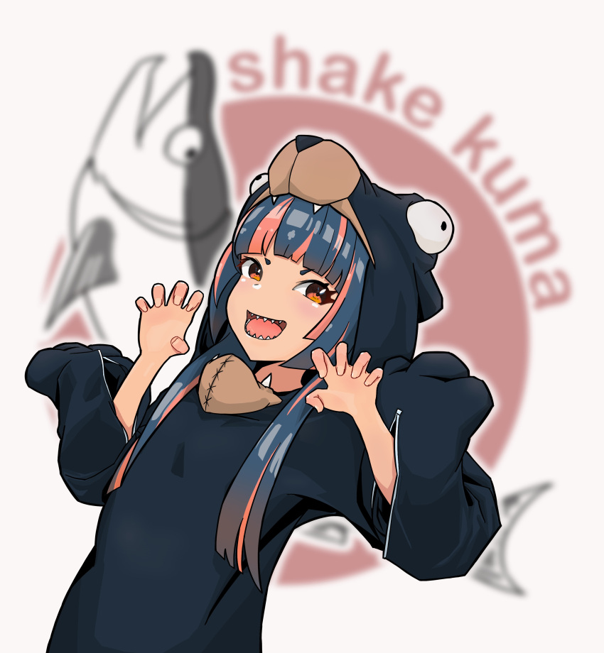 1girl, absurdres, animal_costume, bear, bear_costume, blue_hair, claw_pose, cosplay