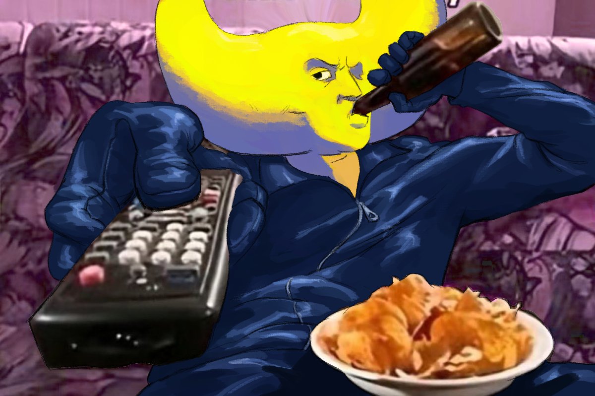 1boy, black_gloves, black_jacket, bottle, bowl, chips_(food), colored_skin, commentary