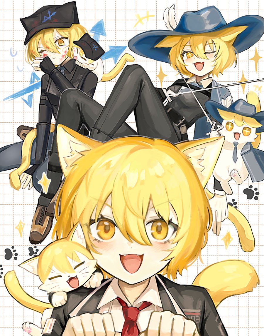 >:), 3girls, :d, animal_ears, animal_on_shoulder, animalization, armor, belt