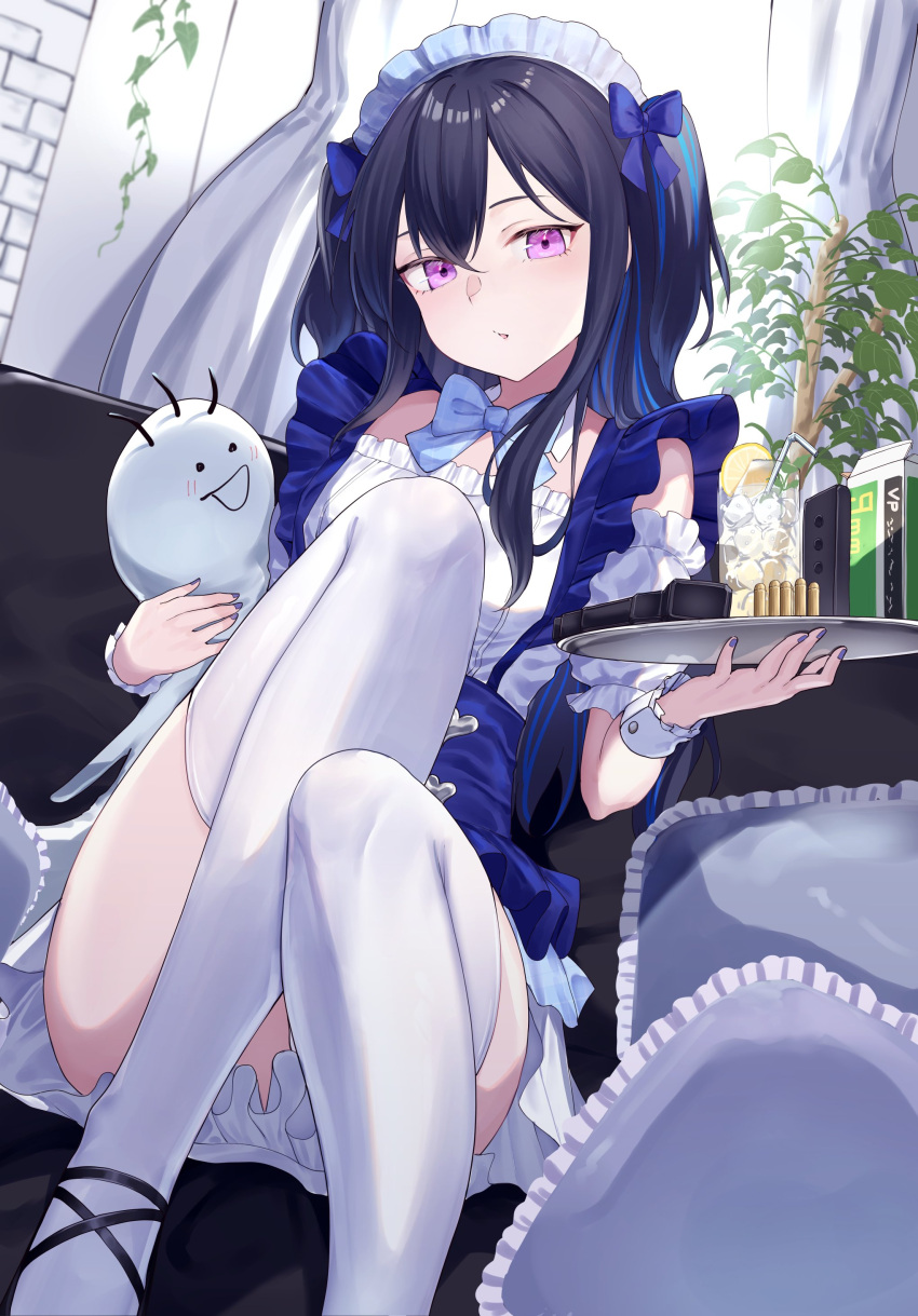 1girl, absurdres, alternate_costume, black_hair, blue_bow, blue_bowtie, bow, bowtie