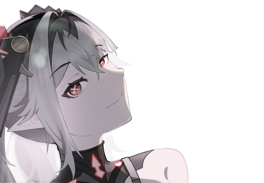 1girl, bare_shoulders, closed_mouth, crossed_bangs, grey_hair, hair_between_eyes, hair_intakes, hair_ornament
