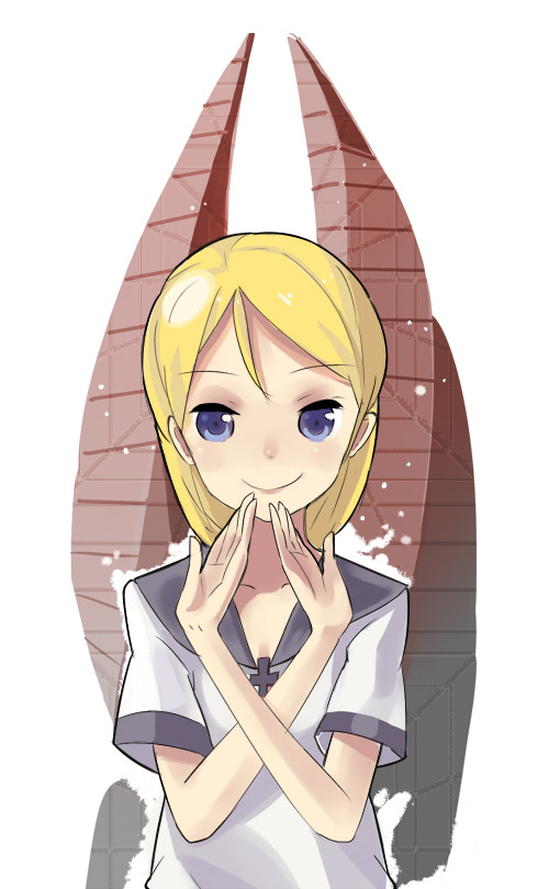 blonde_hair, blue_eyes, constantine_(artist), dead_space, dead_space_2, marker_(dead_space), nicole_(dead_space), nicole_brennan, praying, red_marker(dead_space), red_marker_(dead_space), solo