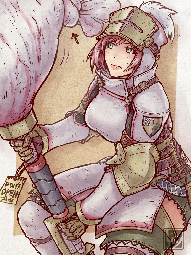 1girl, belt, belt_buckle, breasts, buckle, couter, eyelashes, gauntlets