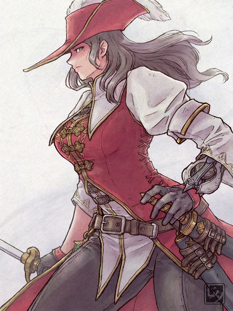 1girl, belt, belt_buckle, black_gloves, black_pants, breasts, brown_belt, buckle