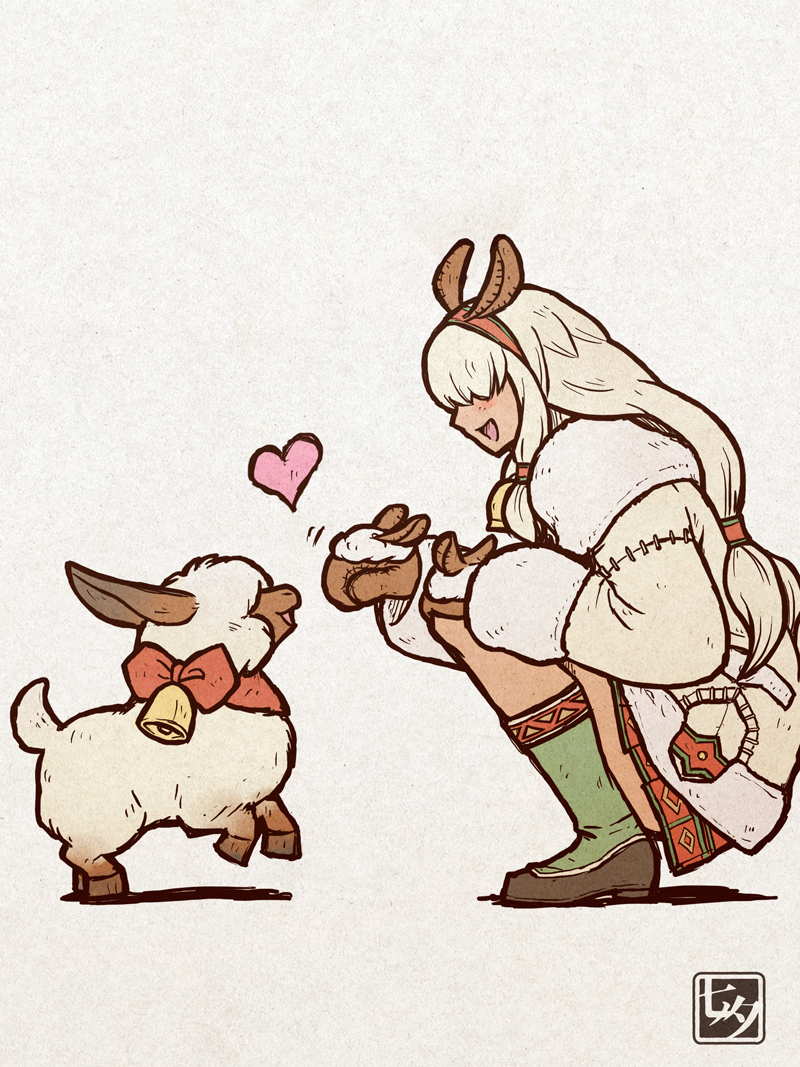 1girl, :d, animal_ear_hairband, animal_ears, bell, brown_mittens, coat, fake_animal_ears