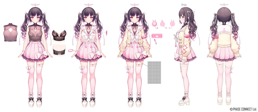 absurdres, arm_strap, asymmetrical_legwear, black_bra, black_shirt, blunt_bangs, bow, bra