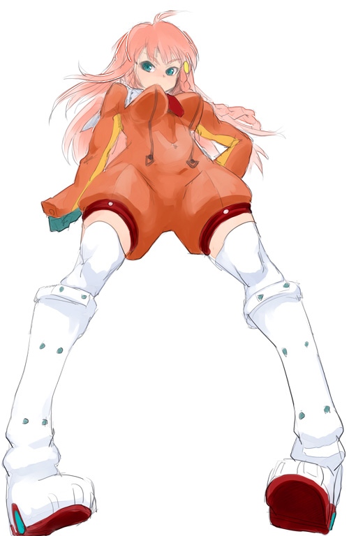 braid, diebuster, dutch_angle, from_below, green_eyes, hair_ornament, nono, nono_(top_wo_nerae_2!)