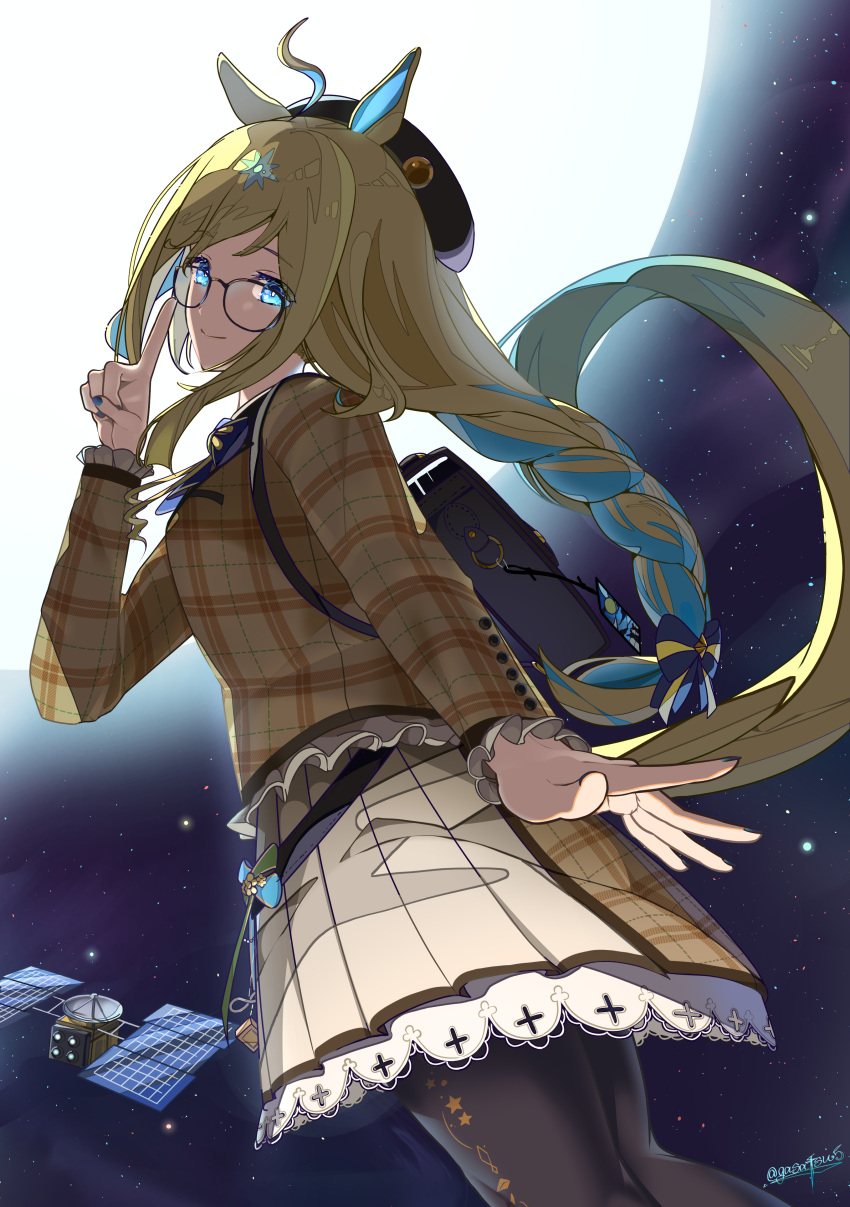 absurdres, ahoge, alternate_hairstyle, bag, beret, blonde_hair, breasts, fingernails