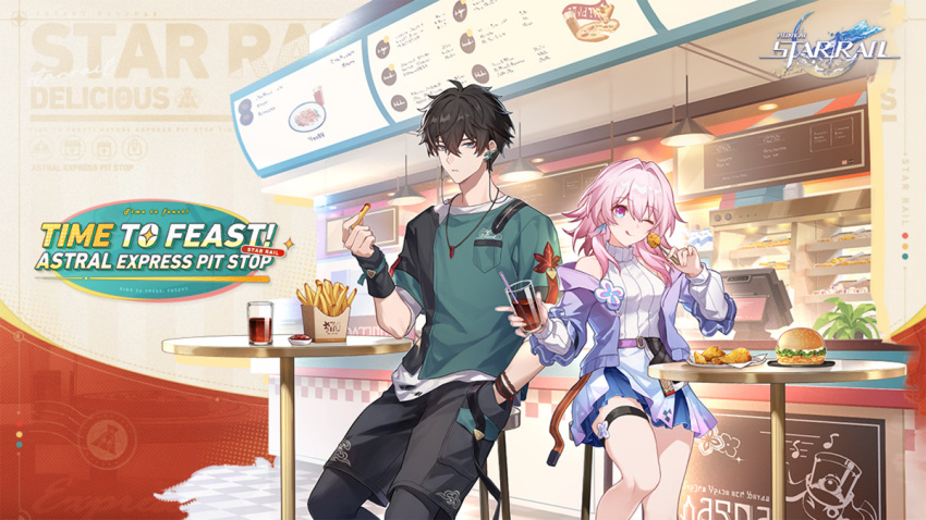 1boy, 1girl, :q, bare_shoulders, belt, black_hair, black_leggings, black_shirt