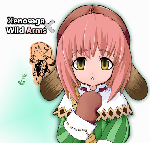 :o, animal_ears, artist_request, belt, chibi, cosplay, crossover, flower