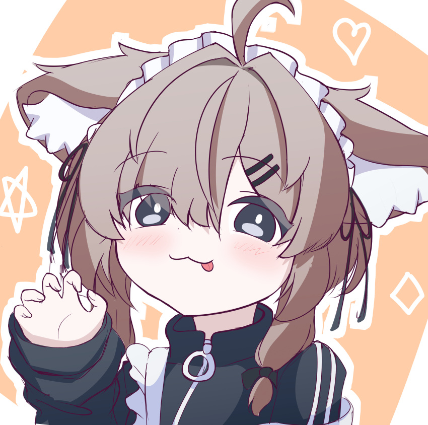 1girl, 9zn, :3, :p, absurdres, ahoge, animal_ear_fluff, animal_ears