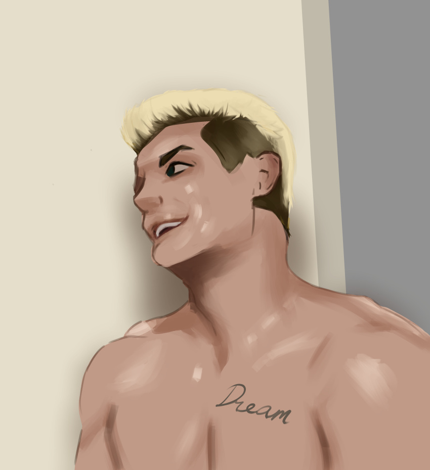 1boy, absurdres, cody_rhodes, deynesarts, highres, open_mouth, simple_background, smile