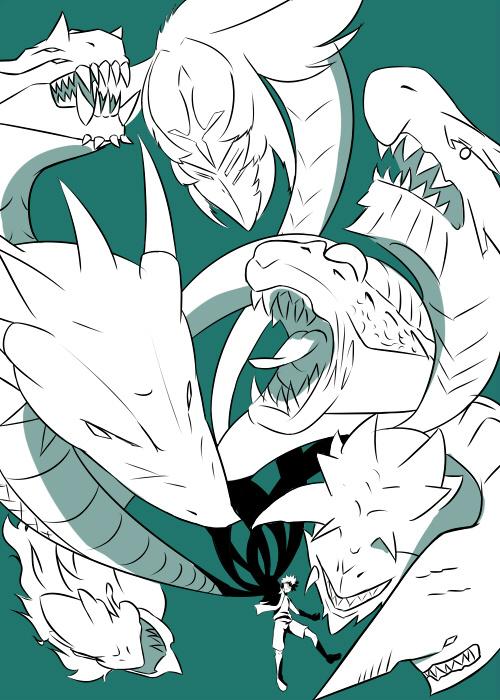 1boy, a_certain_high_school_gym_uniform, angel_dragon_(toaru), commentary, dragon, dragon_horns, eastern_dragon, extra_eyes