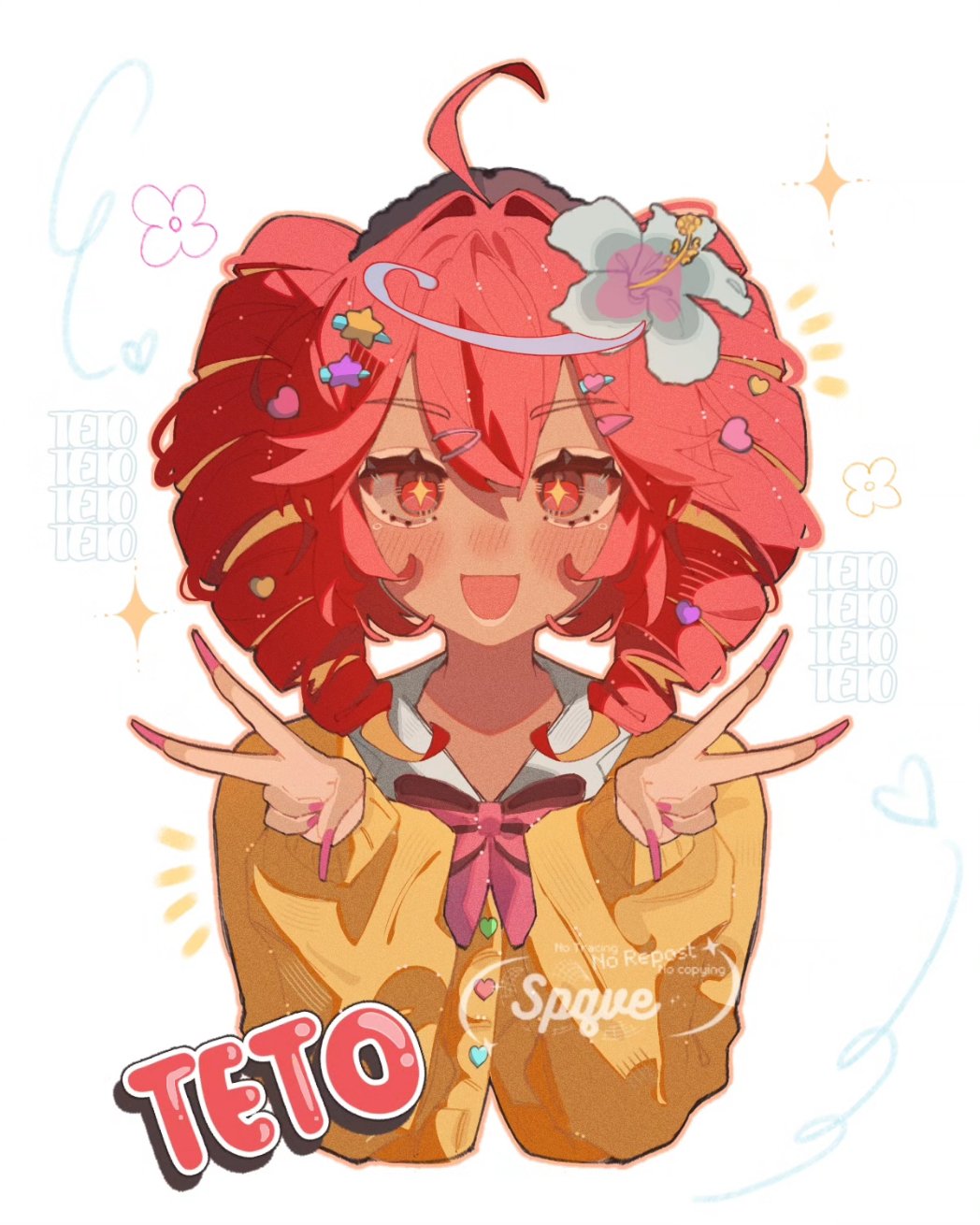 +_+, 1girl, ahoge, blush, bow, bowtie, buttons, character_name