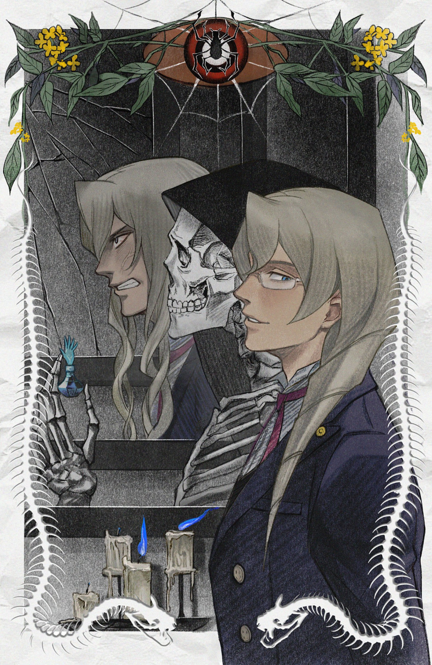 1boy, absurdres, ace_attorney, anger_vein, apollo_justice:_ace_attorney, badge, black_cloak, blonde_hair