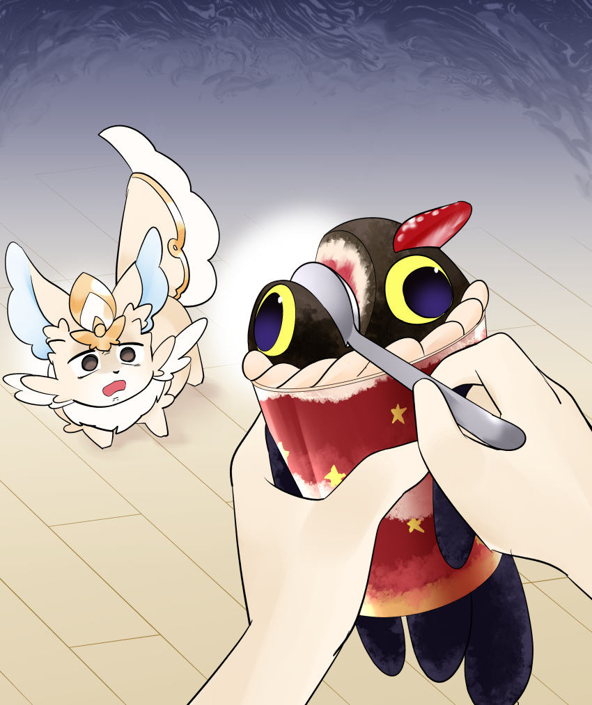 1other, absurdres, animal_focus, blank_eyes, candy_gore, cat, creature, cross-eyed