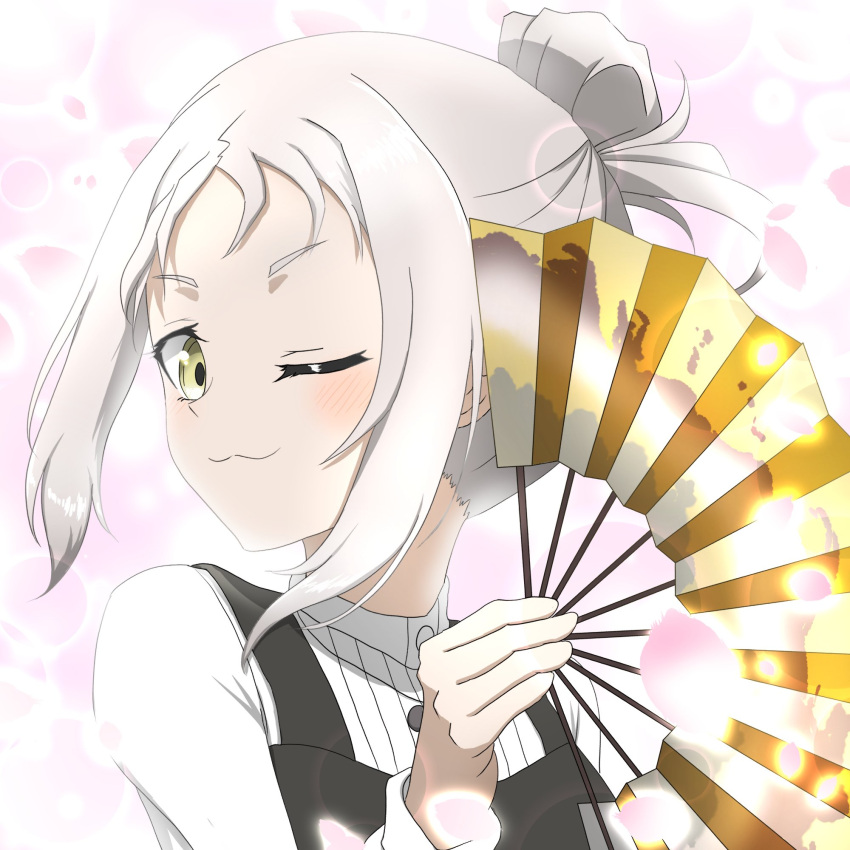 1girl, :3, ;3, akagi_yutaka, birthday, black_dress, blush, dress