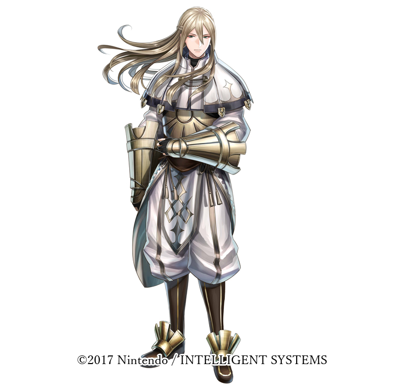 1boy, arm_at_side, arm_guards, armor, black_boots, black_gloves, blonde_hair, boots