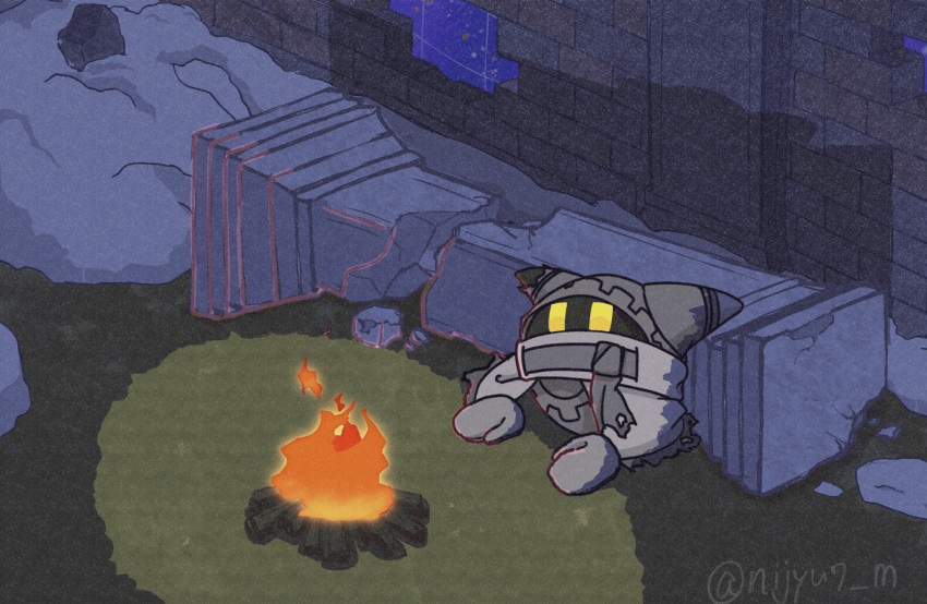 animated, animated_gif, brick_wall, broken_pillar, campfire, fire, gloves, grey_gloves