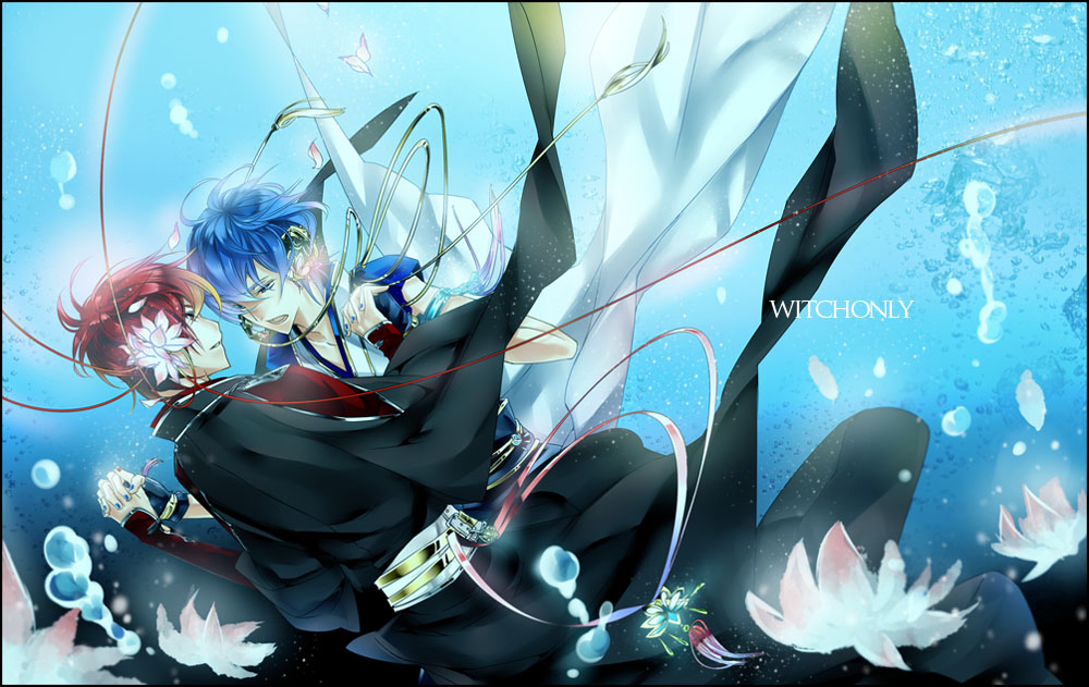 blue, blue_hair, bubble, bubbles, flower, flowers, hair_flower, hand_holding