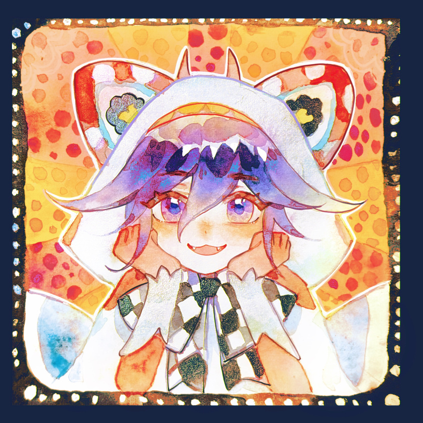 1boy, alternate_costume, animal_costume, animal_ear_hood, animal_ears, black_bow, black_bowtie, blue_border