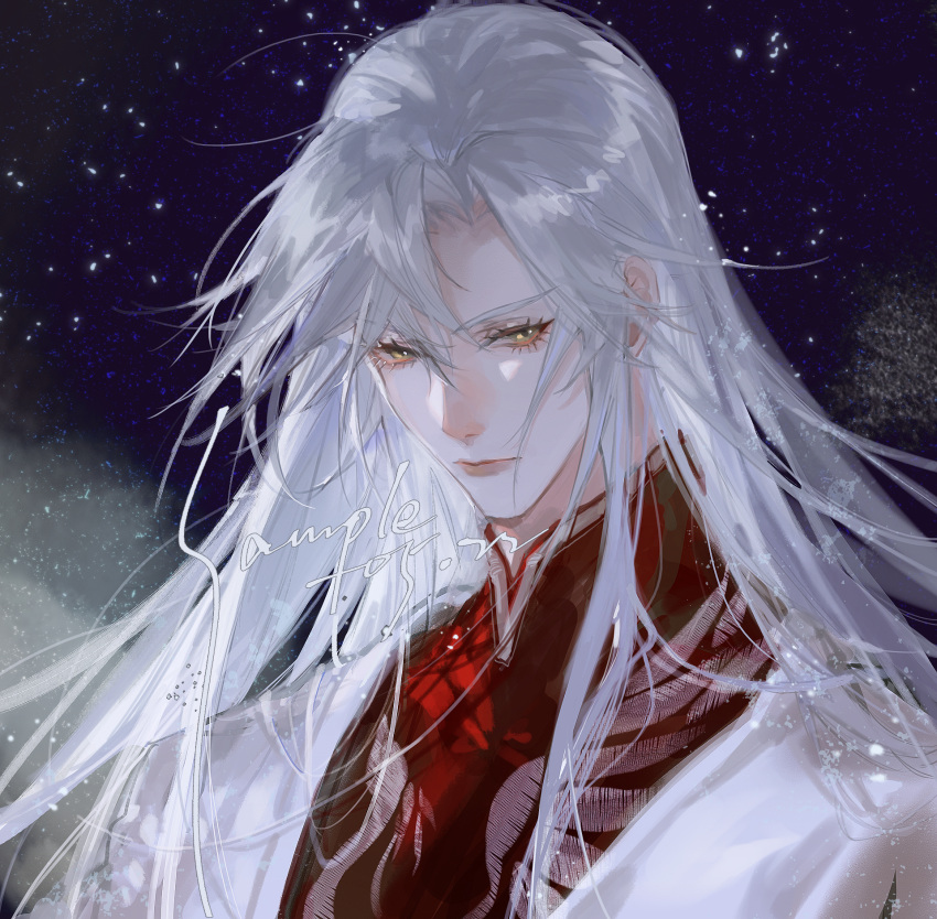 1boy, asymmetrical_bangs, black_background, chinese_clothes, closed_mouth, curtained_hair, eyelashes, from_below