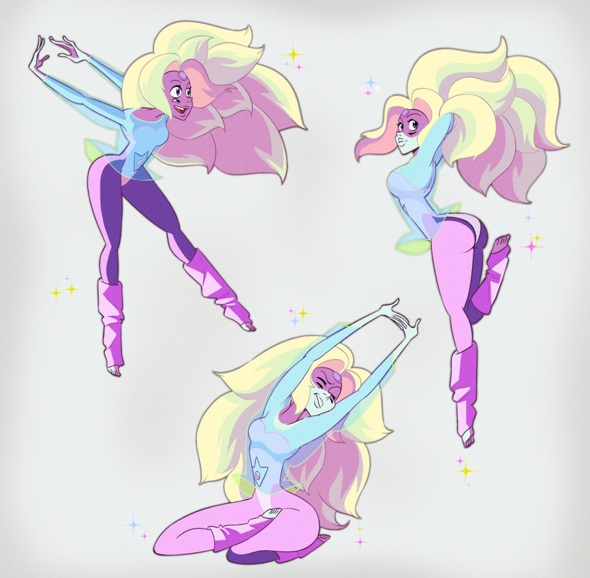 1girl, absurdres, blonde_hair, extra_eyes, highres, leg_warmers, leggings, leotard