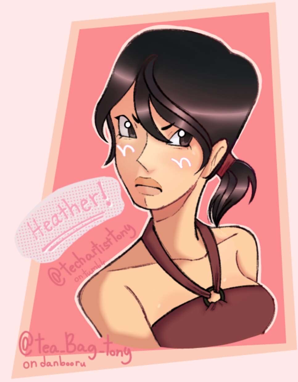 annoyed, black_hair, heather_(total_drama), highres, light_blush, non-web_source, short_hair