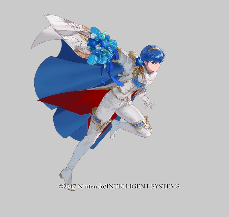 1boy, 2017, blue_eyes, blue_hair, cape, copyright_notice, fire_emblem, fire_emblem:_mystery_of_the_emblem