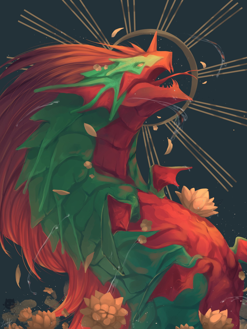 absurdres, alternate_form, animalization, flower, forked_tongue, green_scales, highres, hitsukikurohebi