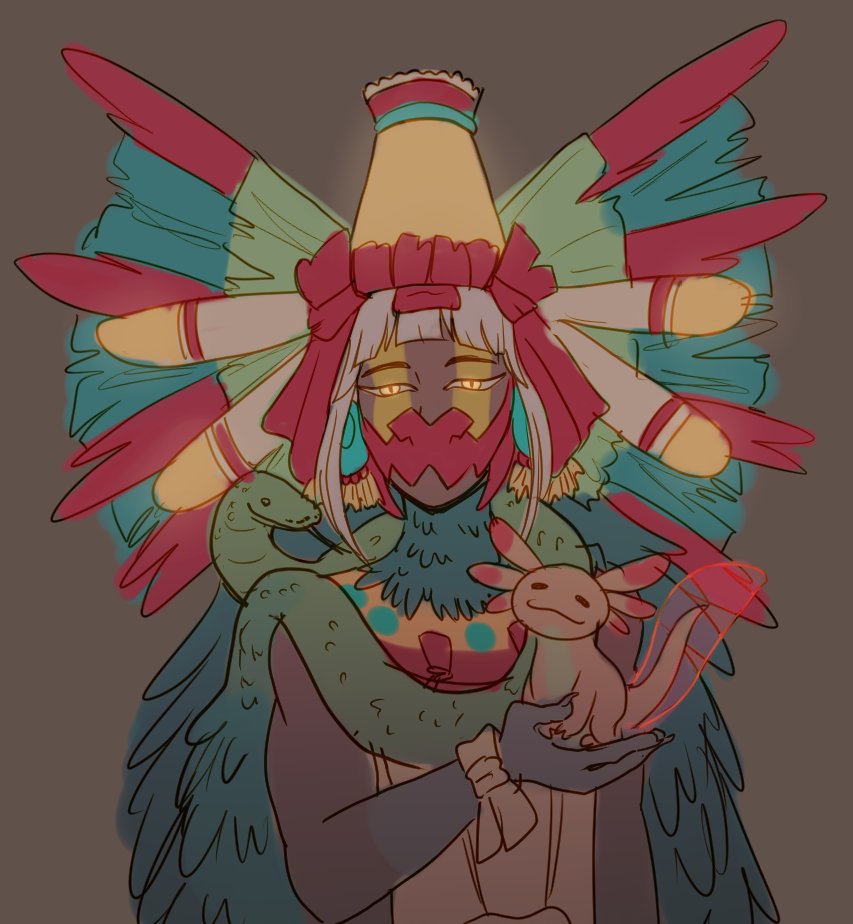 1boy, aztec, dark-skinned_male, dark_skin, facial_mark, glowing, glowing_eyes, headdress