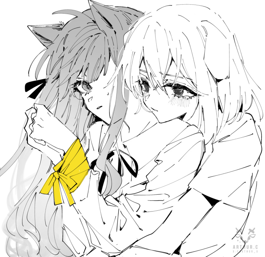 2girls, animal_ears, arthur_c, bang_dream!, bang_dream!_it's_mygo!!!!!, blush, bound, bound_wrists
